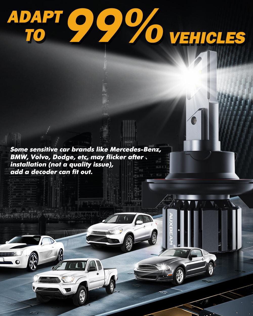 Bombillas LED para faros delanteros H13/9008 90W 20000LM Serie F15 20% tamaño más pequeño 6500K blanco frío | 2 bombillas
