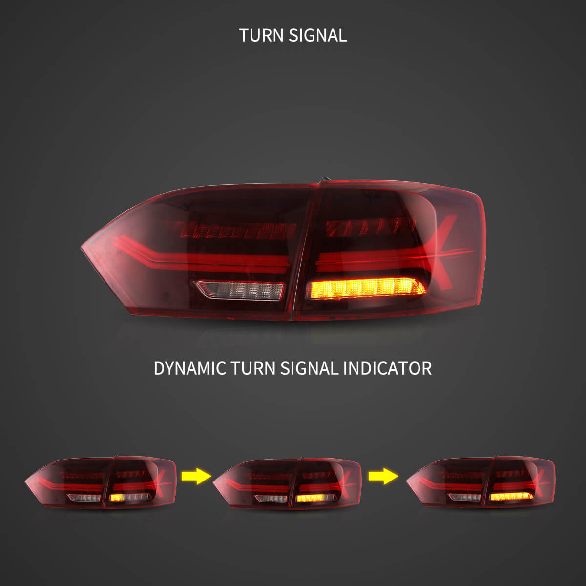 LED Tail Light Assembly With Full LED Sequential Turn Signal For 2011-2014 Volkswagen Jetta/Sagitar 6th Gen (A6)