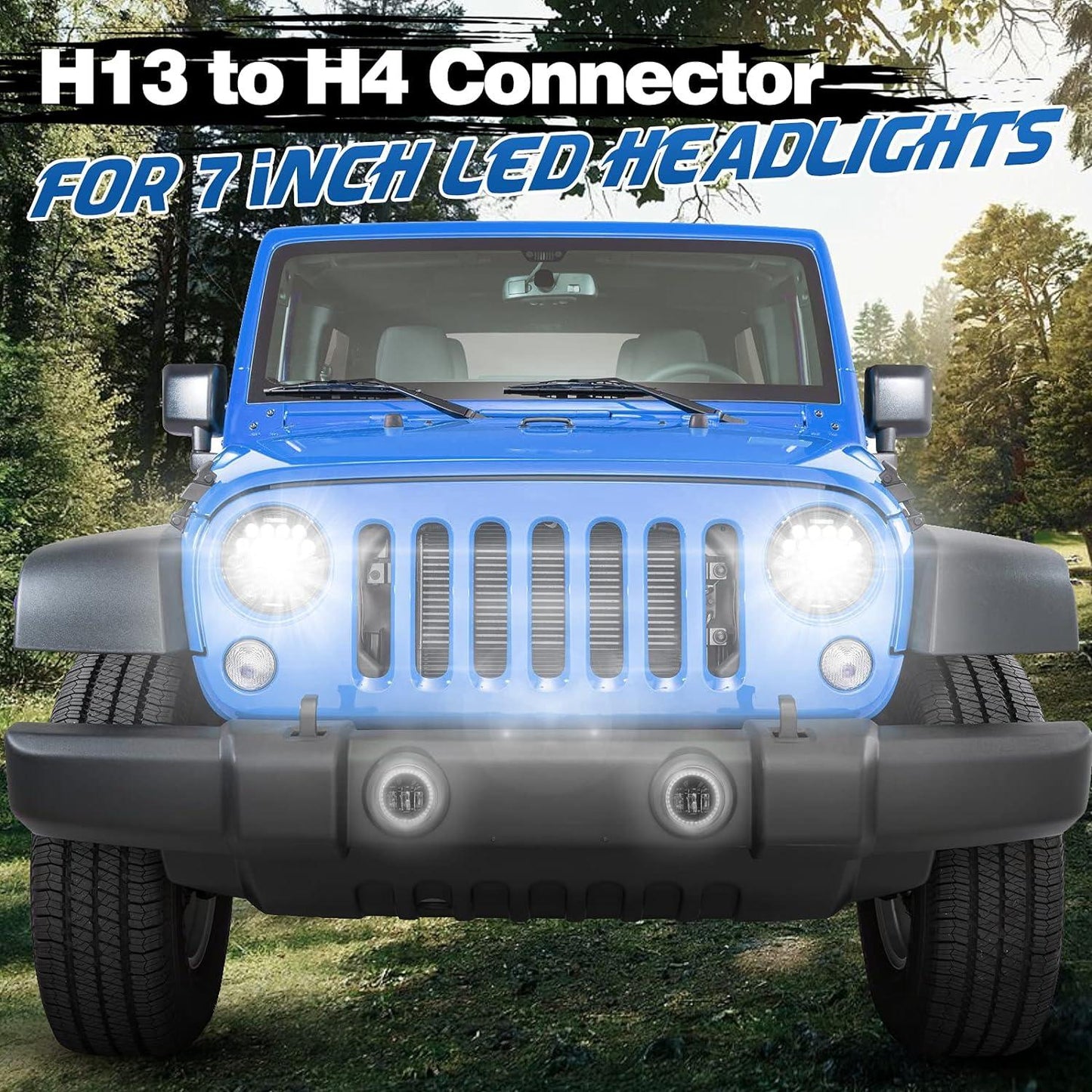 H13 Male to H4 Female Adapter Wiring Harness Connector Headlight Conversion for Headlight/Fog Light 2pcs/Set