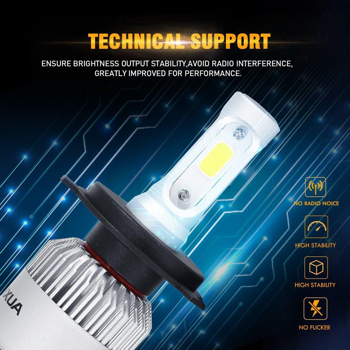 Bombillas de faros LED H4/9003 72W 8000ML Serie S2 Super Brightes COB 6500K Blanco frío | 2 bombillas 
