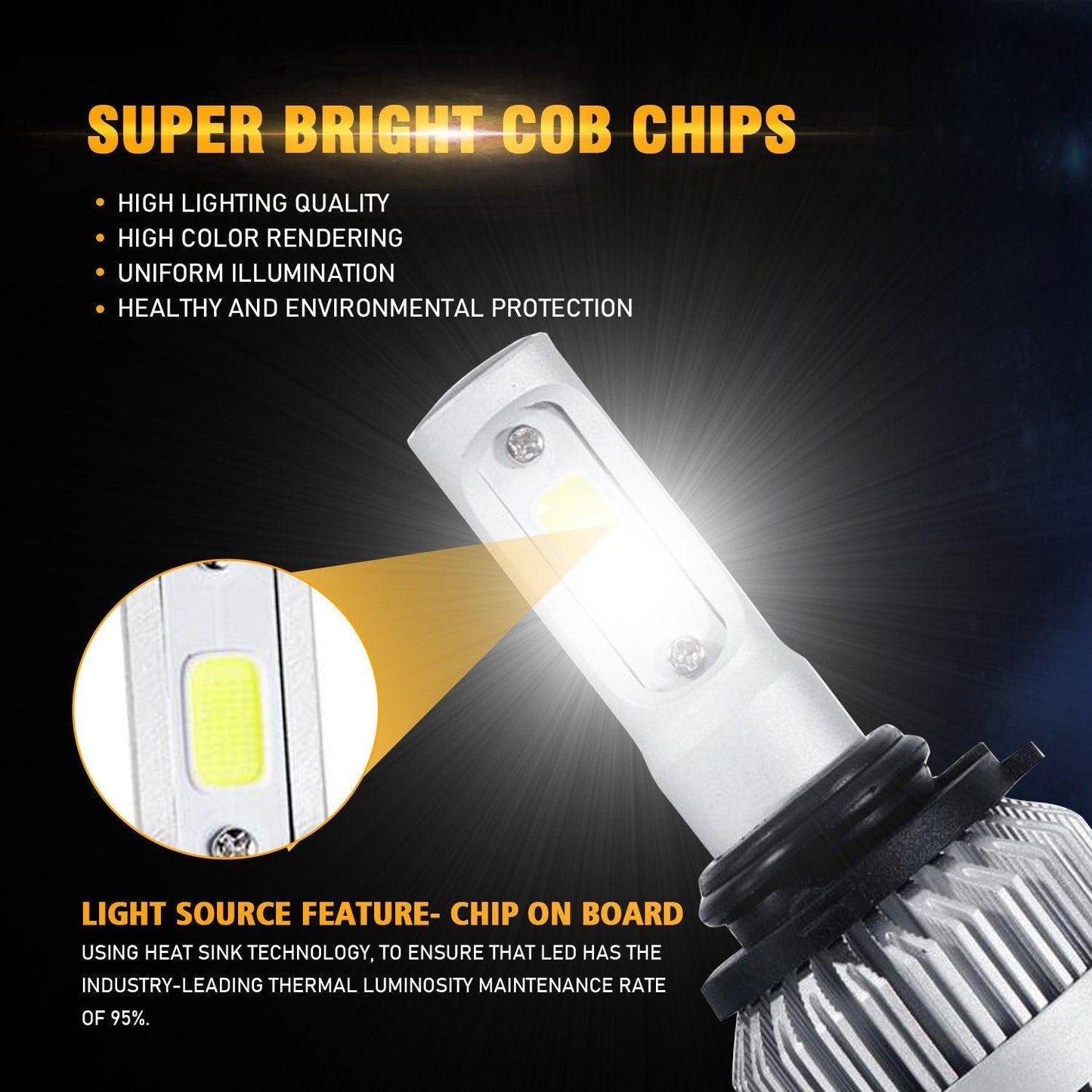 Bombillas de faros LED 9006/HB4 72W 8000ML Serie S2 Super Brightes COB 6500K Blanco frío | 2 bombillas
