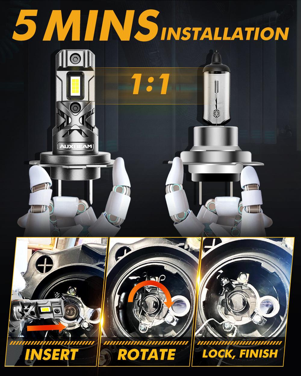 H7 LED Headlight Bulbs Q30 Series Brightest Wireless 60W 16000LM 6500K Cool White | 2 bulbs