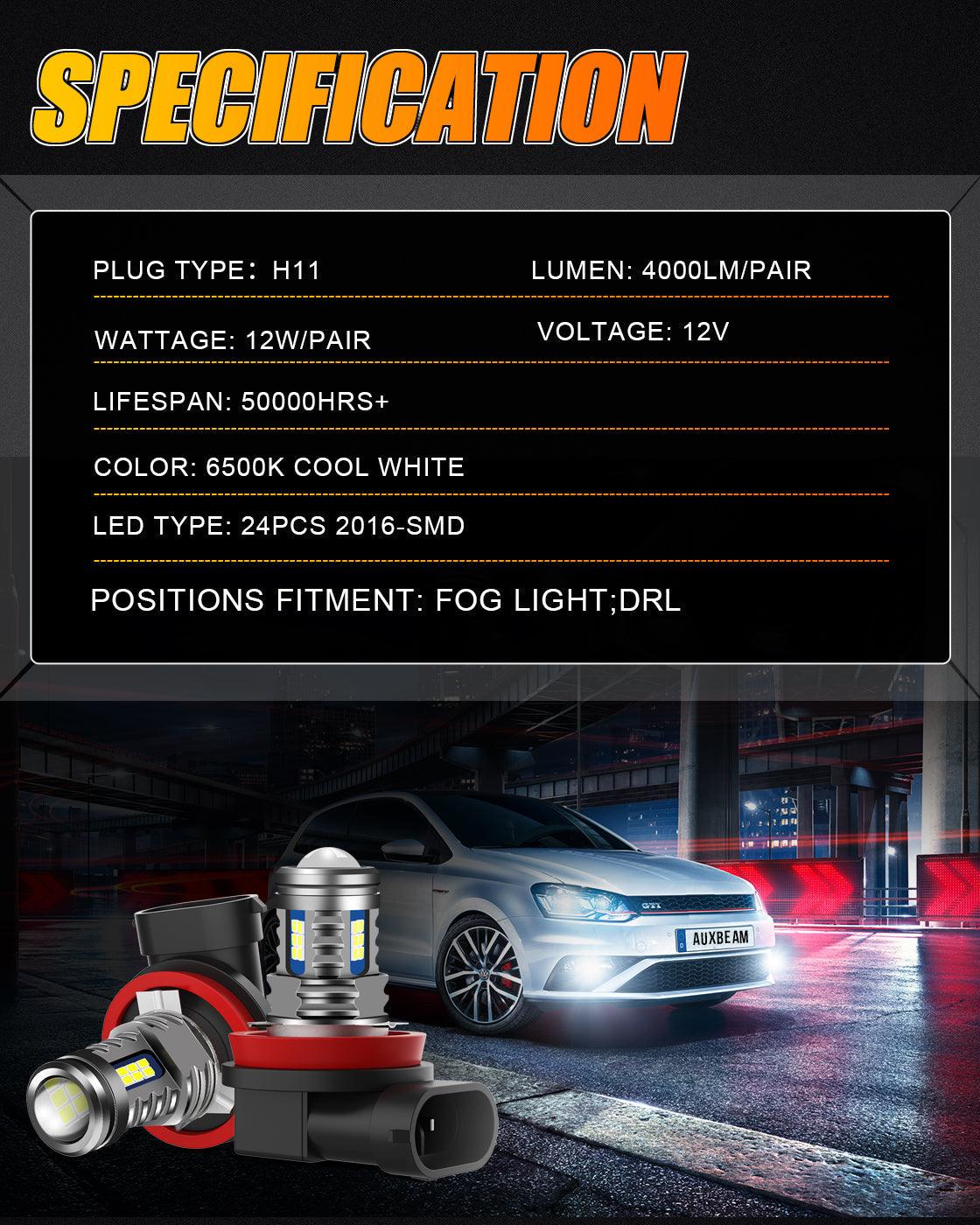 🔥(2pcs/set) H11/H8/H9/H16JP  Y2 Series 3-Sides Cool White LED Fog Light/DRL