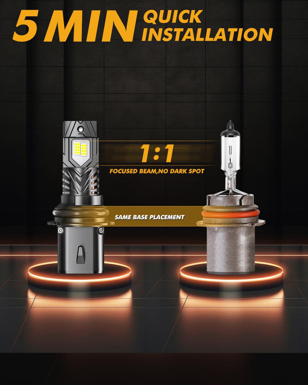 🆕9004/HB1 Bombillas LED para faros delanteros Serie Q40 Brillo ultraalto 120W 30000LM 6500K Blanco frío | 2 bombillas 