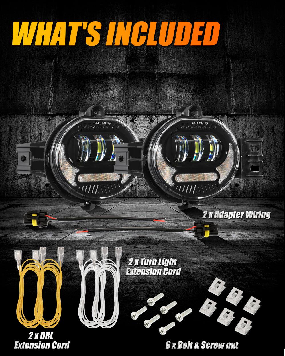 (2pcs/set) Assemblage de Feux de Brouillard LED avec DRL et Clignotant pour Dodge Ram 1500 2002-2008, Dodge Ram 2500/3500 2003-2009 Noir