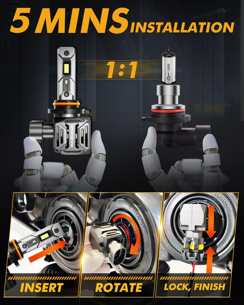 9005/HB3 LED Headlight Bulbs Q30 Series Brightest Wireless 110W 24000LM 6500K Cool White | 2 bulbs
