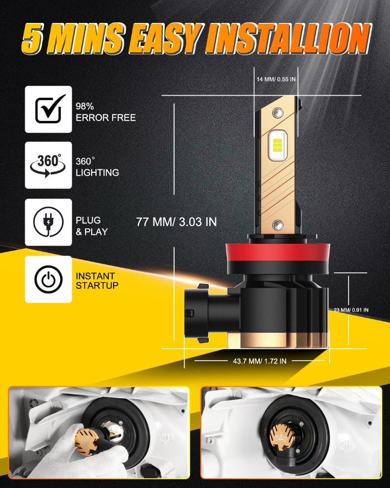 (2pcs/set) H11/H8/H9 8000LM Cool White/Yellow Z3 LED Fog Light/DRL BULBS 44W