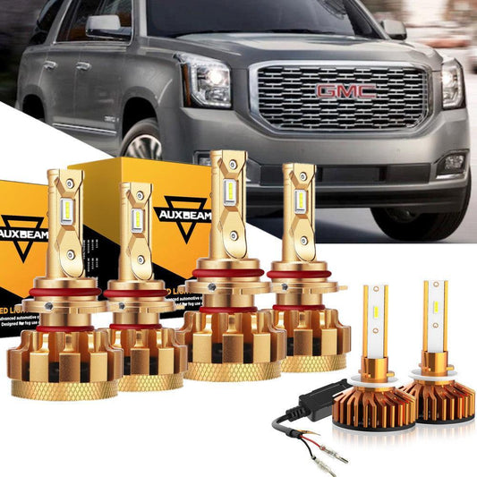 Para 2002-2006 GMC Yukon XL 1500 (Denali) F-16 Plus Series Canbus incorporado Grado automotriz 14000LM Bombillas LED Paquete de haz alto y bajo