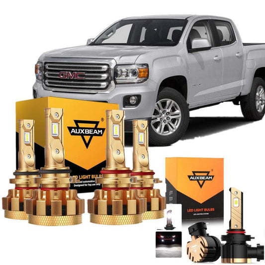 Para 2009-2012 GMC Canyon F-16 Plus Series Canbus incorporado Grado automotriz 14000LM Bombillas LED Paquete de haz alto y bajo