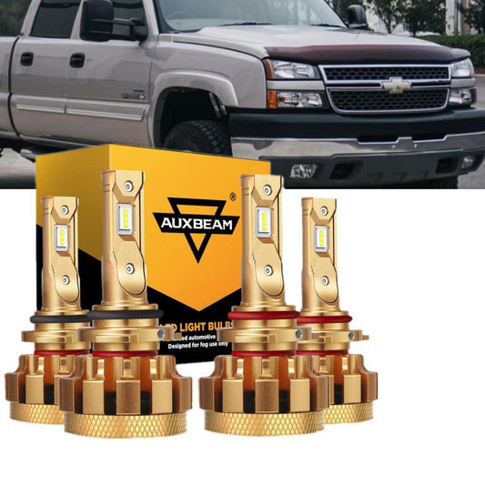 Para 2000-2006 Chevy Silverado 1500 2500 HD 9005+9006 F-16 Plus Series Paquete de bombillas LED de grado automotriz 28000LM