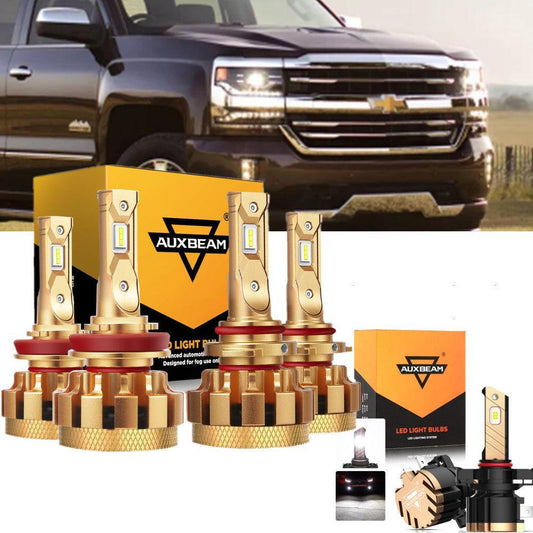 Para 2007-2019 Chevrolet Silverado 2500 HD F-16 Plus Series Canbus incorporado Grado automotriz 14000LM Bombillas LED Paquete de haz alto y bajo