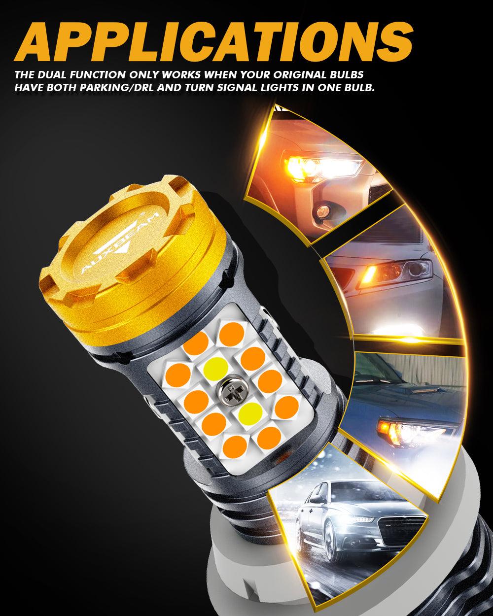 🆕T25 3157 3156 LED Front Turn Signal & DRL Light Bulbs 800% High Brightness CAN-Bus Error Free Dual Color Switchback White & Amber B31 Series | 2 Bulbs