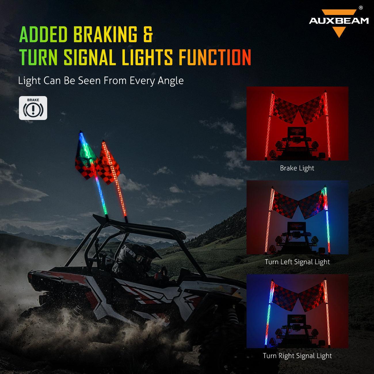 3FT/4FT LED RGB Whip Lights & Rear Pillar Flagpole Light Brackets Combo for Can-Am Maverick X3
