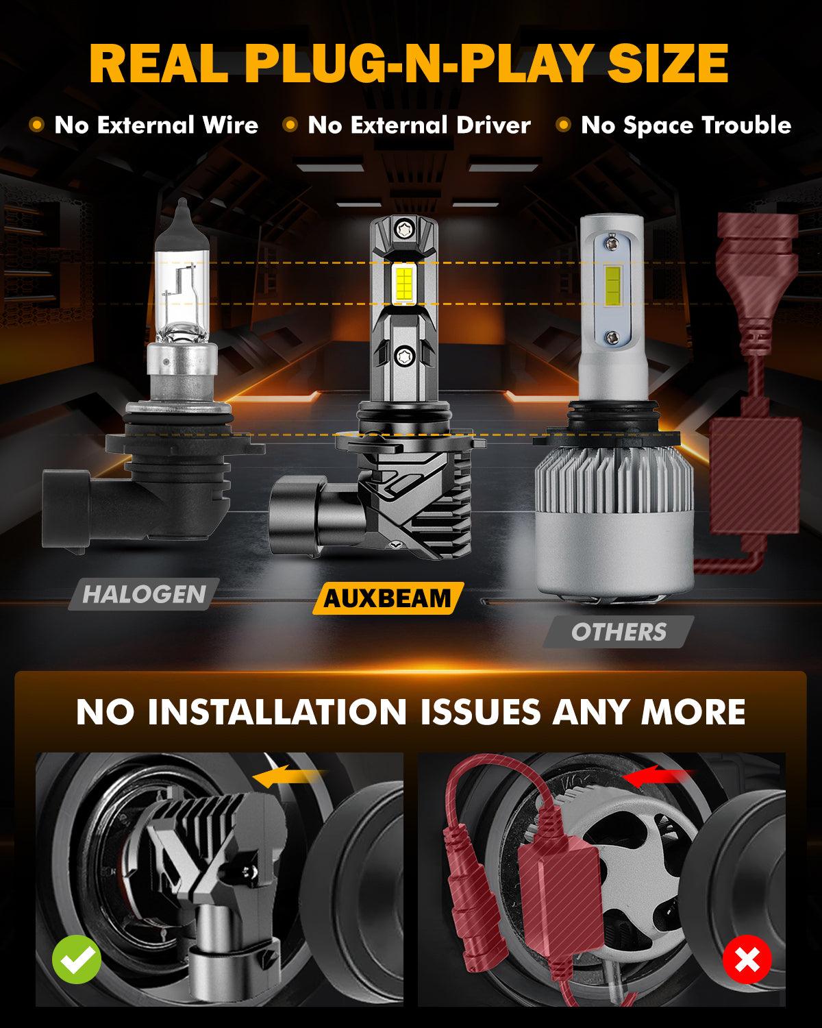 🆕9005+9006 LED Headlight Bulbs Q15 Series Fanless&amp;Wireless 60W 18000LM 6500K Cool White | 4 bulbs