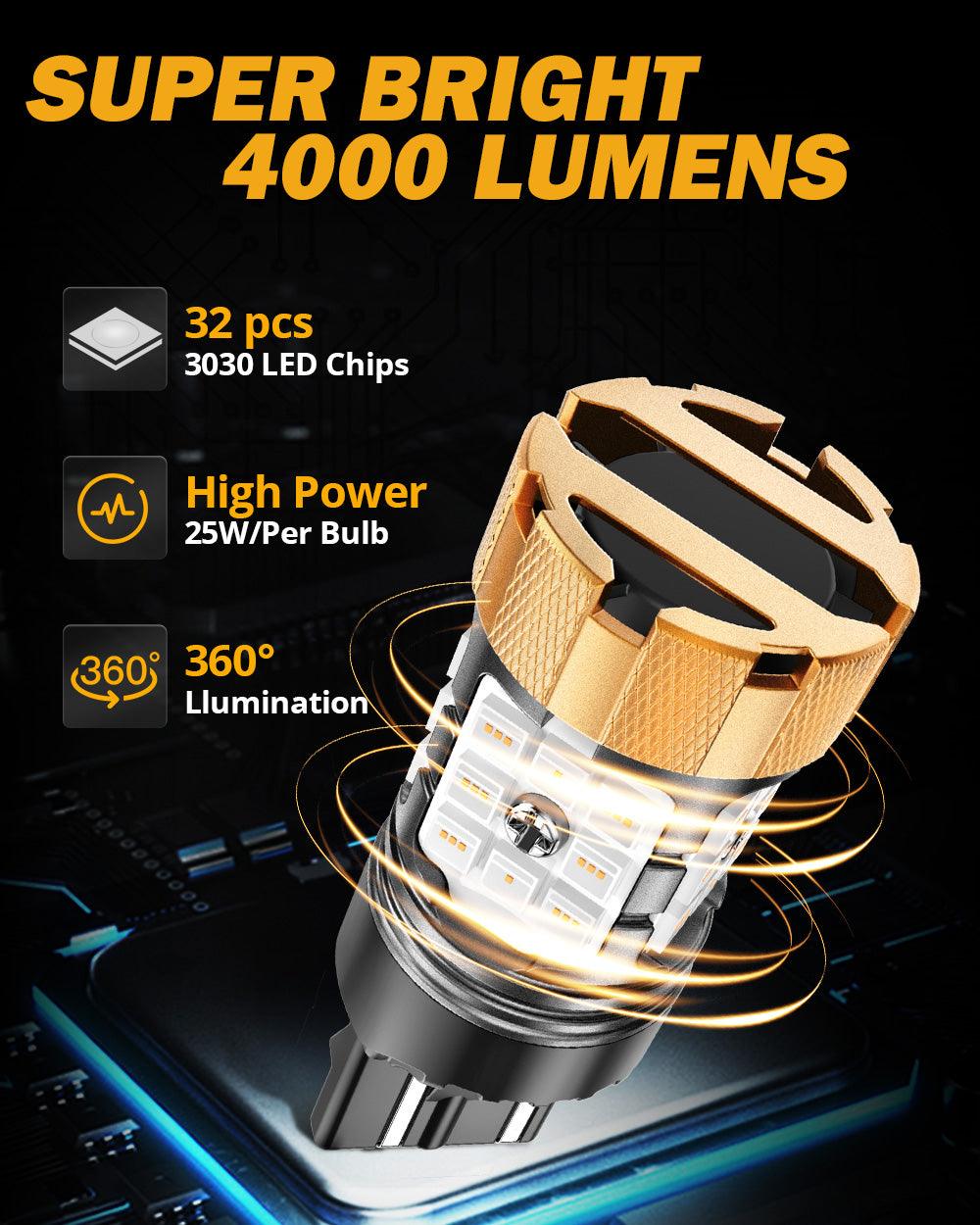 🆕T20 7443 7440 LED Brake/Tail Light Bulbs 50W 4000LM CAN-Bus Error Free Red B21-PRO Series | 2 Bulbs