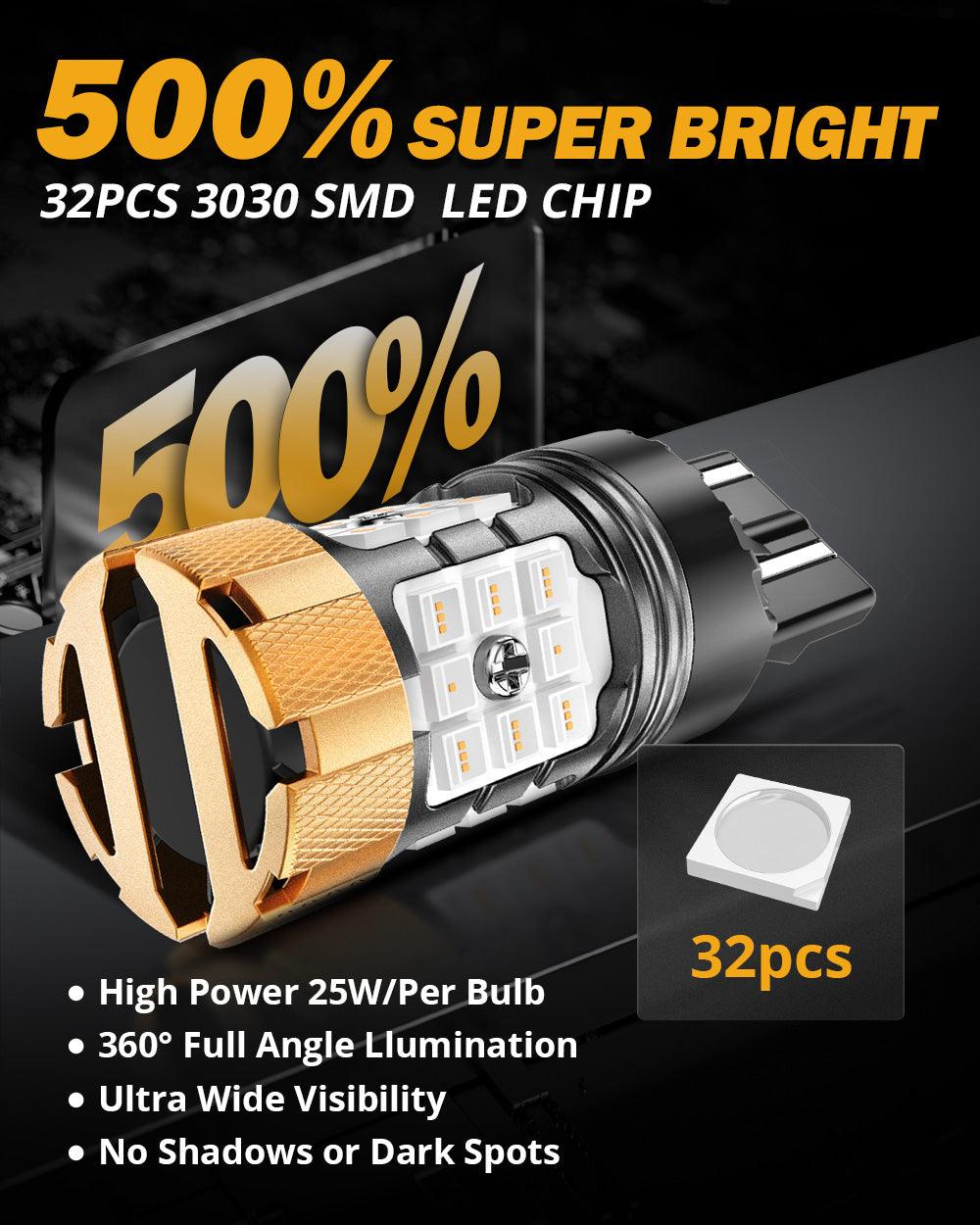 🆕T20 7443 7440 LED Brake/Tail Light Bulbs 50W 4000LM CAN-Bus Error Free Red B21-PRO Series | 2 Bulbs