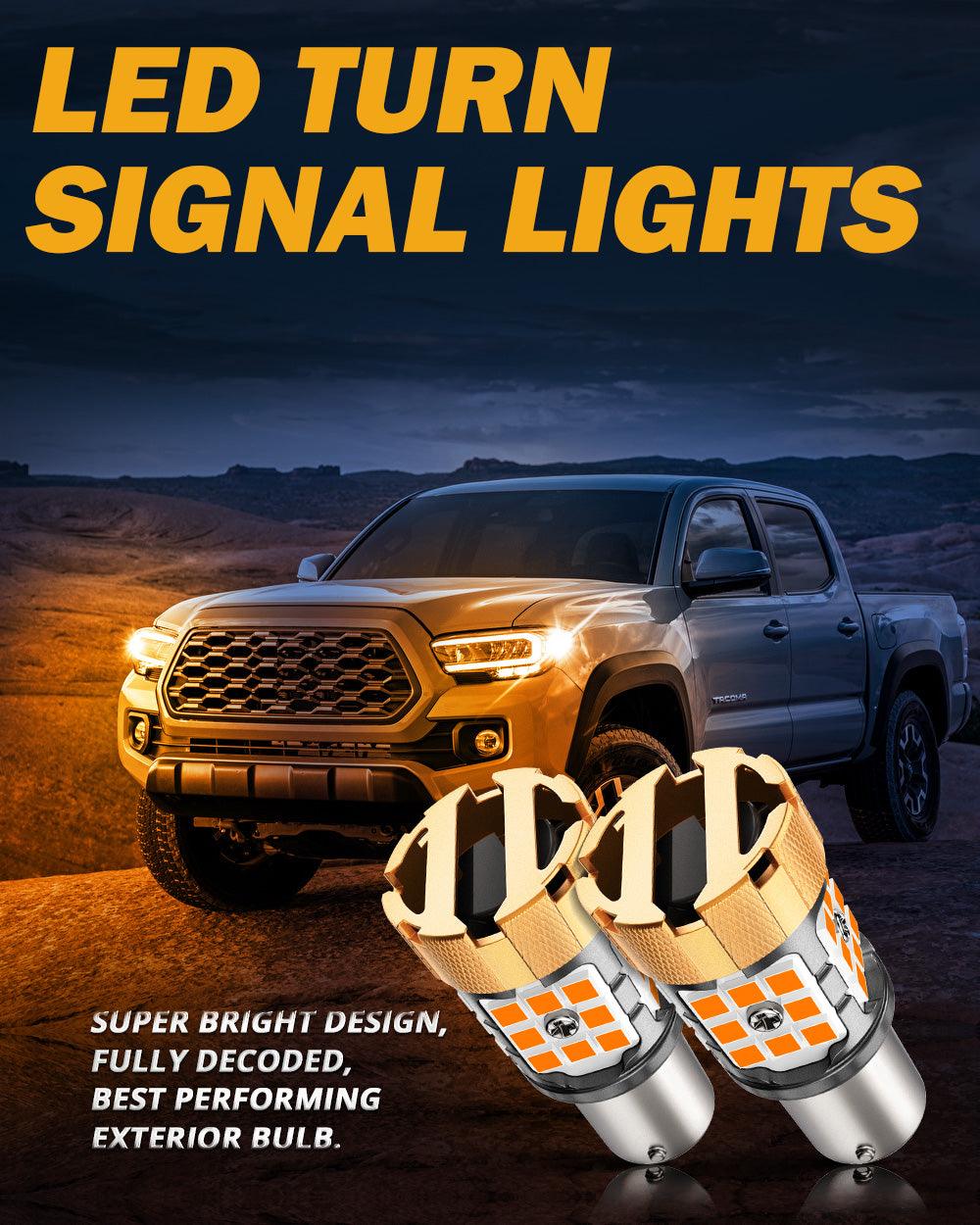 🆕1157 BAY15D LED Turn Signal Light Rear/Front, Side Maker Light Bulbs 50W 4000LMCAN-Bus Error Free 3000K Amber B21-PRO Series |2 Bulbs