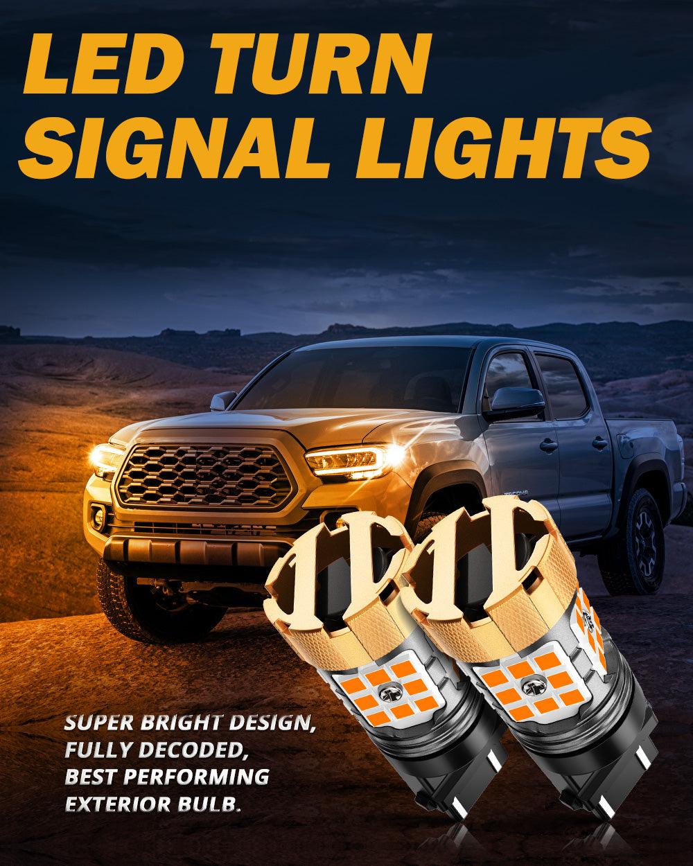 🆕T25 3157 3156 LED Turn Signal Light Rear/Front, Side Maker Light Bulbs 50W 4000LM CAN-Bus Error Free 3000K Amber B21-PRO Series |2 Bulbs