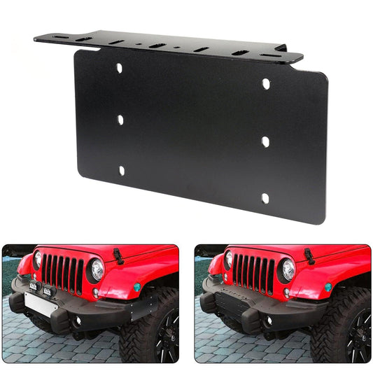 LED Light Bar Steel License Plate Mounting Bracket Front Bumper Holder Fit for Most Trucks, Pickups, SUV, Jeep, 4x4, Cars (US Version)