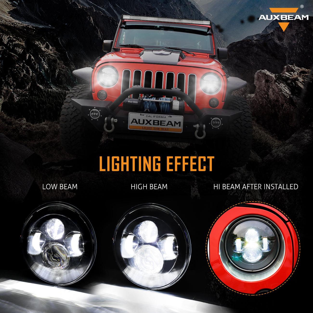 7'' LED Headlight Replacement And 4'' 30W LED Fog Lights with White DRL+Amber Turn Signal For Jeep Wrangler2007-2018 JK