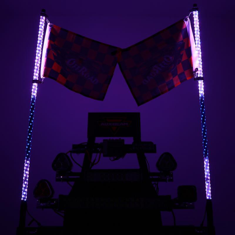 3FT/4FT LED RGB Whip Lights & Rear Pillar Flagpole Light Brackets Combo for Can-Am Maverick X3
