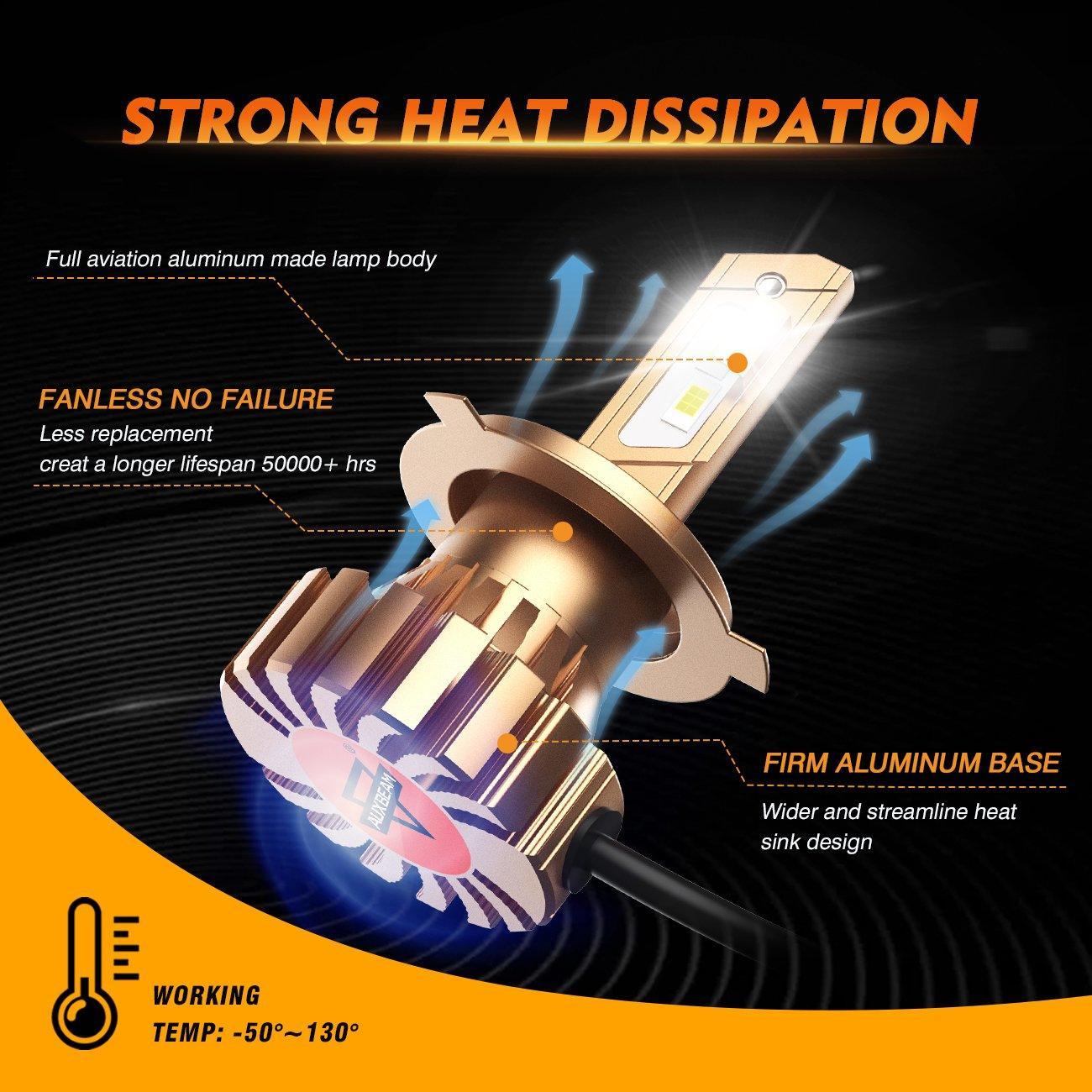 (2pcs/set) For 2012-21015 TOYOTA TACOMA H4/9003 LED Light Bulbs X60 Series FANLESS 6500K WHITE 12000LM