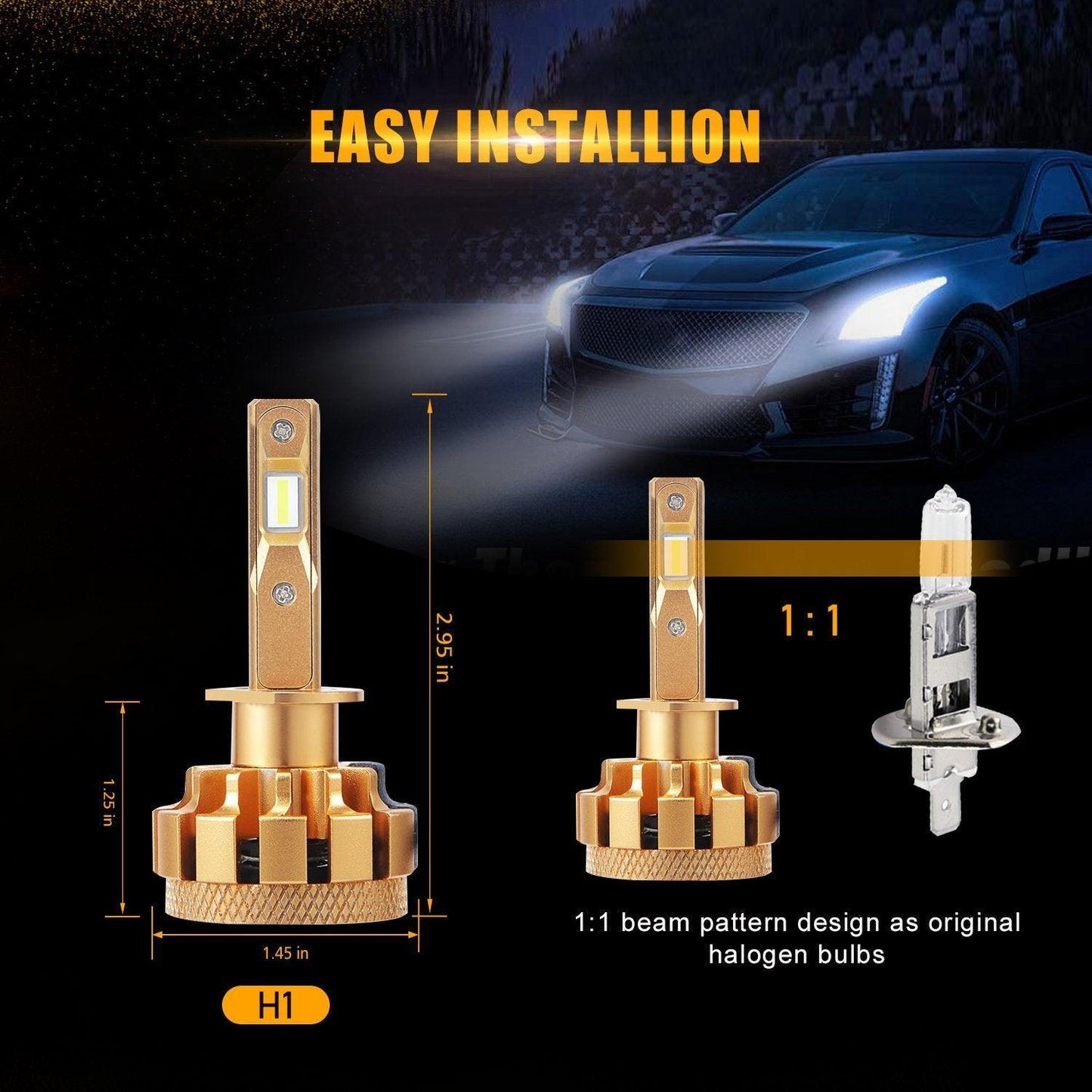 Para Ford Focus 2015-2018 (faros de cápsula halógena) Serie F-16 Plus Bombillas LED Canbus integradas de grado automotriz 14000LM Paquete de haz alto y bajo