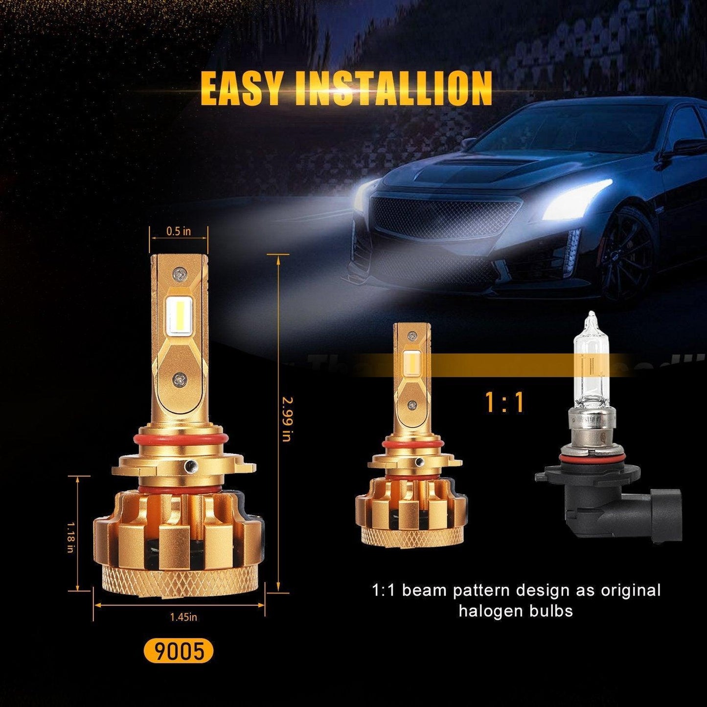 Para Hyundai Sonata 2015-2019 (GL GLS LIMITED SE...) Serie F-16 Plus Bombillas LED Canbus integradas de grado automotriz 14000LM Paquete de haz alto y bajo