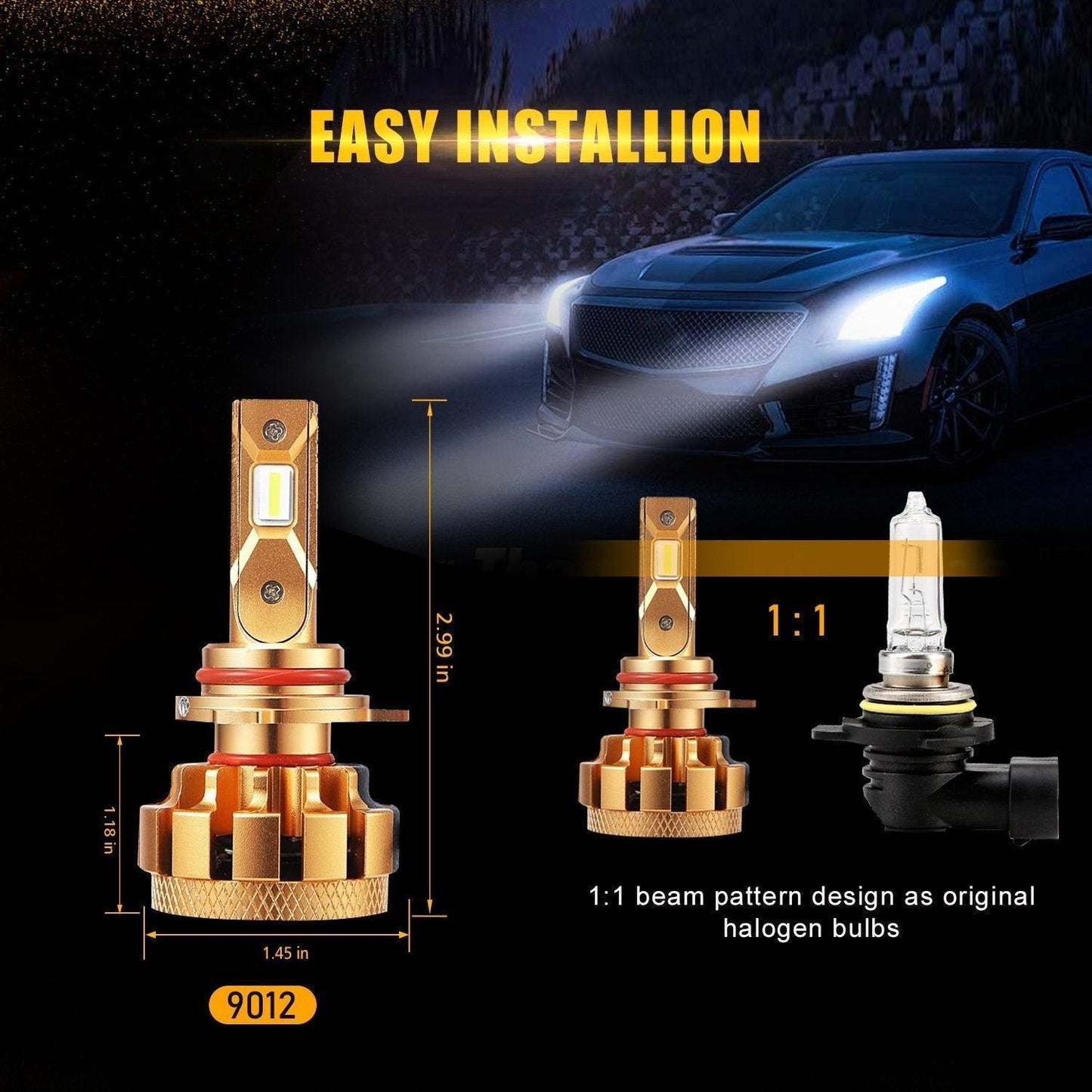 Para GMC Acadia 2013-2019 (con faros halógenos) Serie F-16 Plus Bombillas LED Canbus integradas de grado automotriz 14000LM Paquete de haz alto y bajo