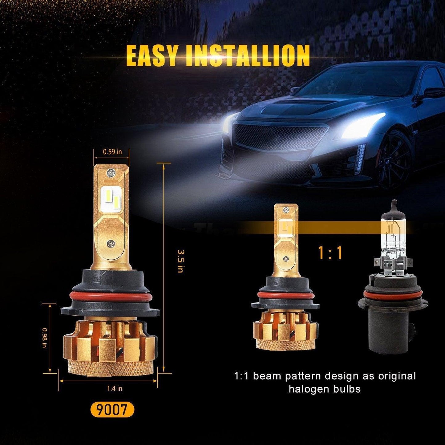 Para Nissan Frontier 2005-2019/9007/HB5 F-16 Plus Series Bombillas LED de grado automotriz 14000LM Paquete de haz alto y bajo