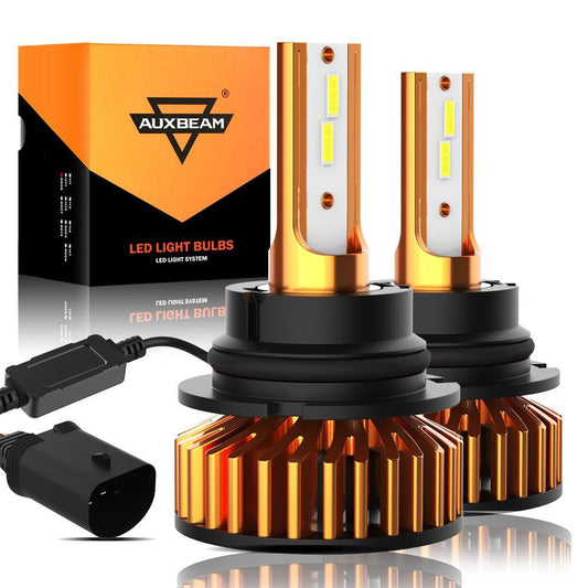 9007 Bombillas LED para faros delanteros 52W 10000LM Serie F2 Tamaño mini 6500K Blanco frío | 2 bombillas 