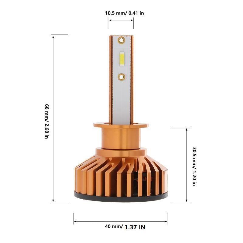 Bombillas para faros delanteros LED H1 52W 10000LM Serie F2 Tamaño mini 6500K Blanco frío | 2 bombillas 