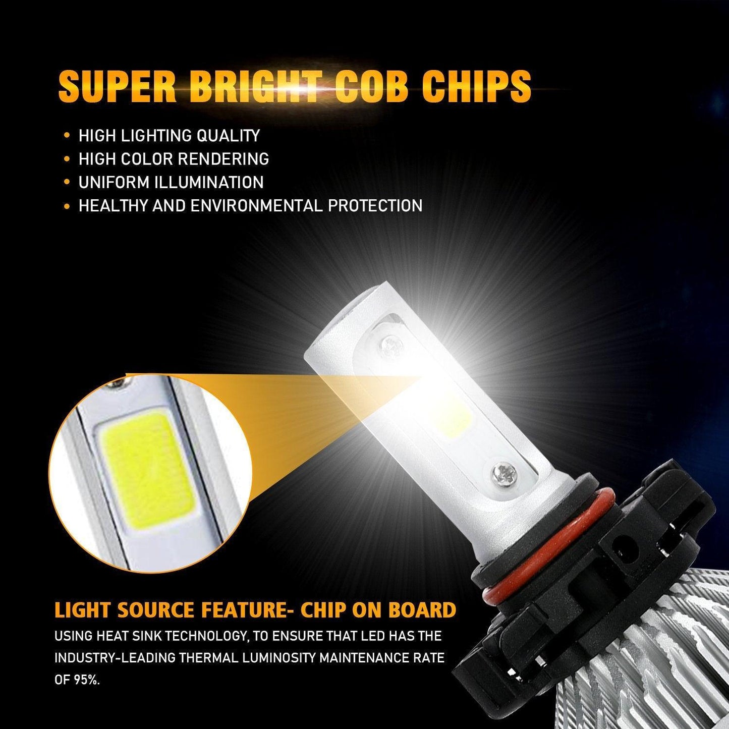 5202 Bombillas de faros LED 72W 8000ML Serie S2 Super Brightes COB 6500K Blanco frío | 2 bombillas 