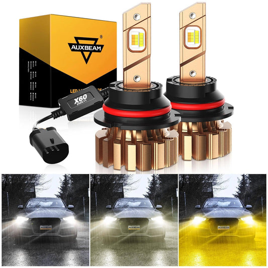 9007/HB5 Bombillas de faros LED 40W 8000LM Serie X60 Sin ventilador 3 colores Switchback | 2 bombillas