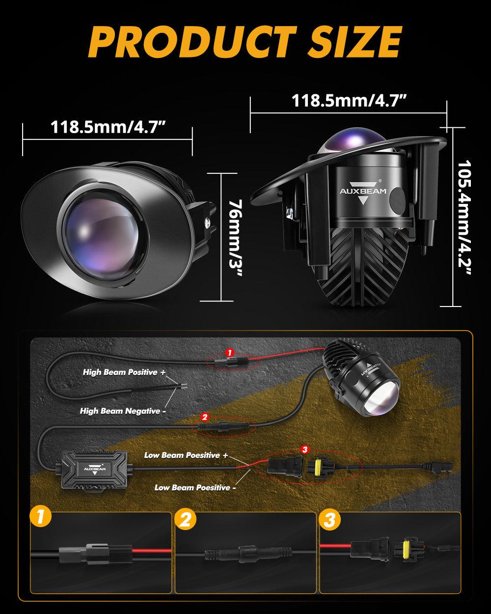2 Inch 70W Bi-LED Projector Lens Fog Light 6000K Blue Film Lens For Toyota/Honda | 2 PCS/Set