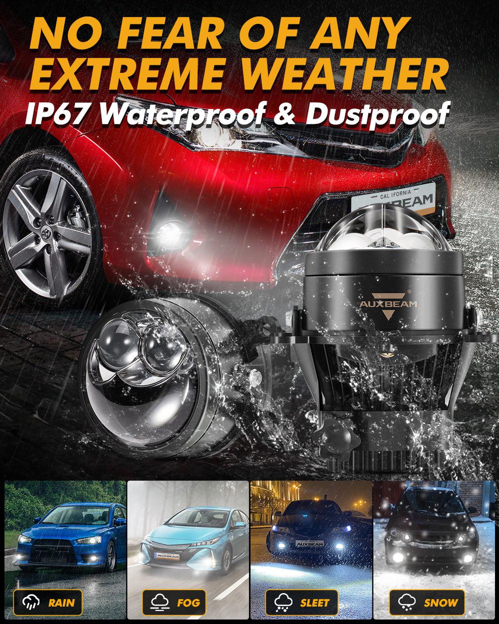 3 Inch 106W High Beam 70 Low Beam Bi-LED Projector Lens Fog Light 6000K Dual Direct-Beam Laser Spotlight For Toyota/Honda | 2PCS/Set