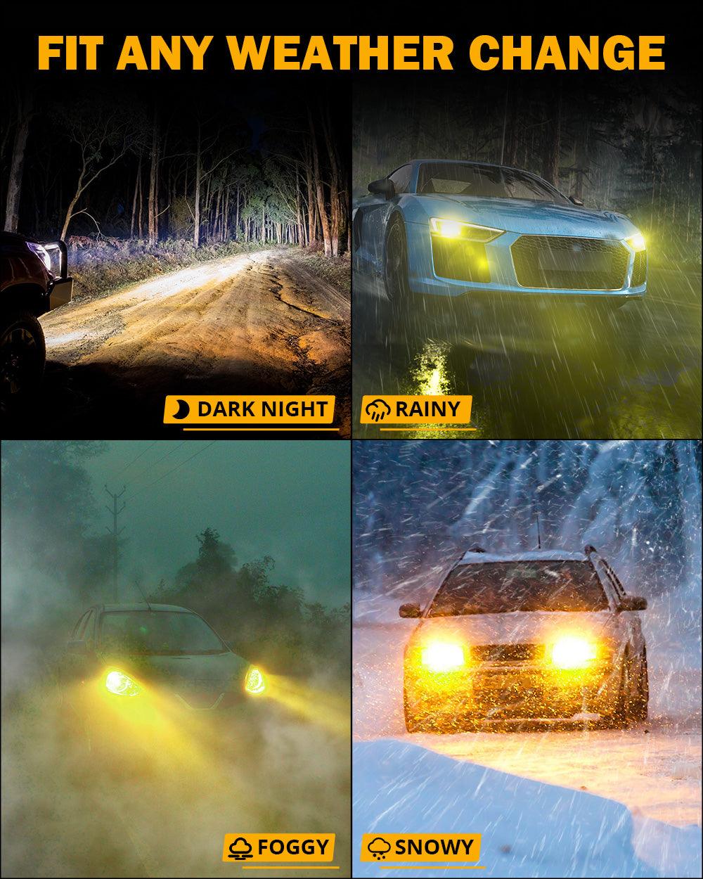 🆕9012/HIR2 RGB LED Headlight Bulbs/DRL/Fog Light R7 Series 70W 25000LM 65000K Cool White + RGB Remote Control | 2 bulbs