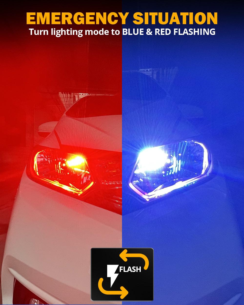 🆕9012/HIR2 RGB LED Headlight Bulbs/DRL/Fog Light R7 Series 70W 25000LM 65000K Cool White + RGB Remote Control | 2 bulbs