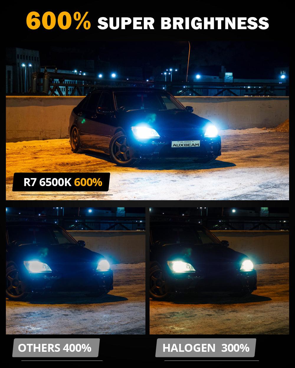 🆕9012/HIR2 RGB LED Headlight Bulbs/DRL/Fog Light R7 Series 70W 25000LM 65000K Cool White + RGB Remote Control | 2 bulbs