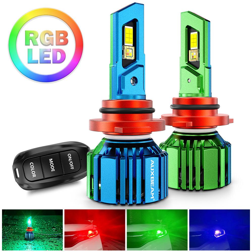 🆕9006/HB4 RGB LED Headlight Bulbs/DRL/Fog Light R7 Series 70W 25000LM 65000K Cool White + RGB Remote Control | 2 bulbs