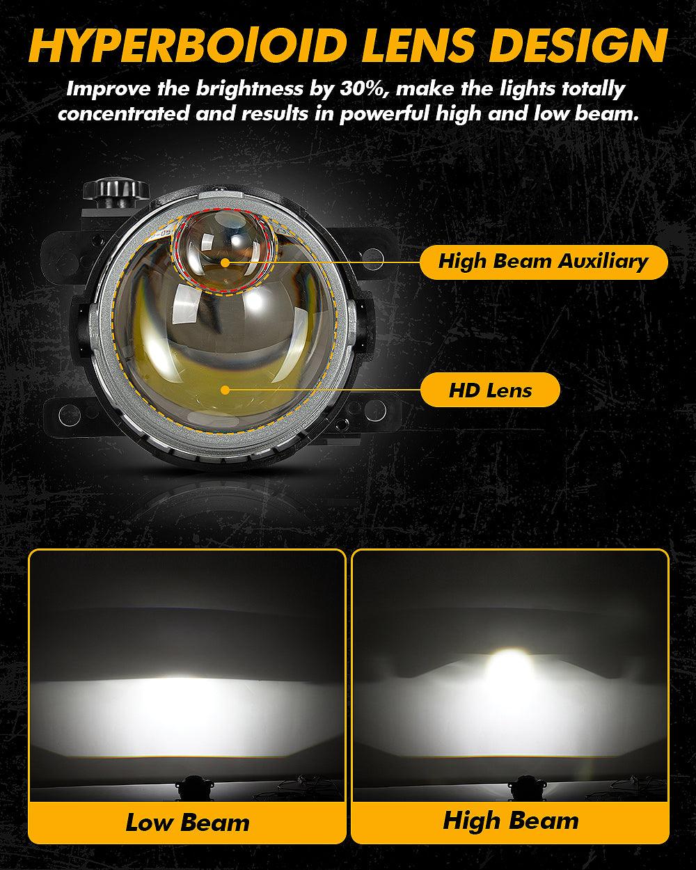 🆕3 Inch 86W Bi-LED Projector Lens Fog Light 6000K Hyperboloid Lens Fog Light With High Beam Auxiliary For Toyota/Honda | 2 PCS/Set