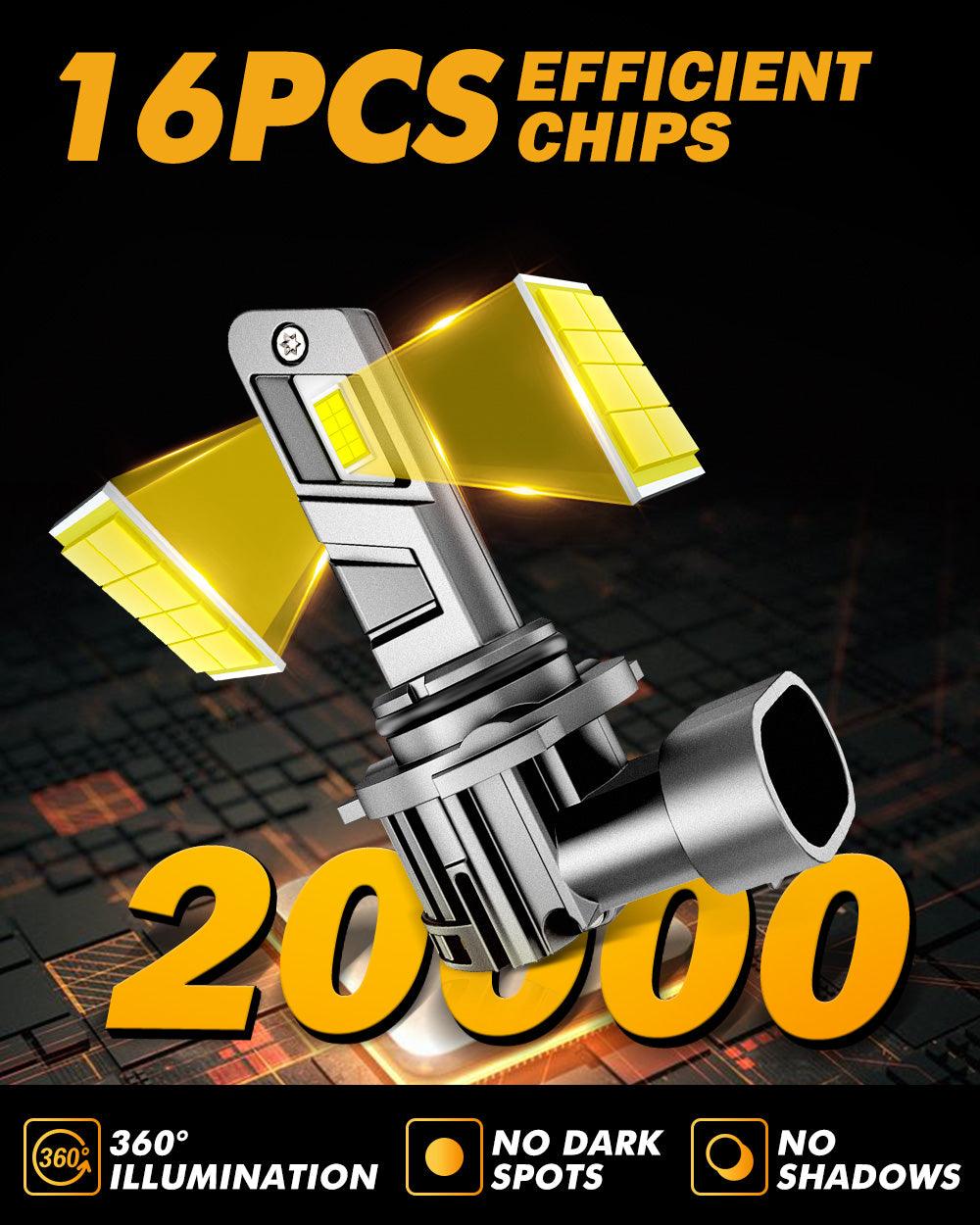 🆕9006/HB4 LED Headlight Bulbs Q25 Series Real 1:1 Size 70W 20000LM 6500K Cool White | 2 bulbs