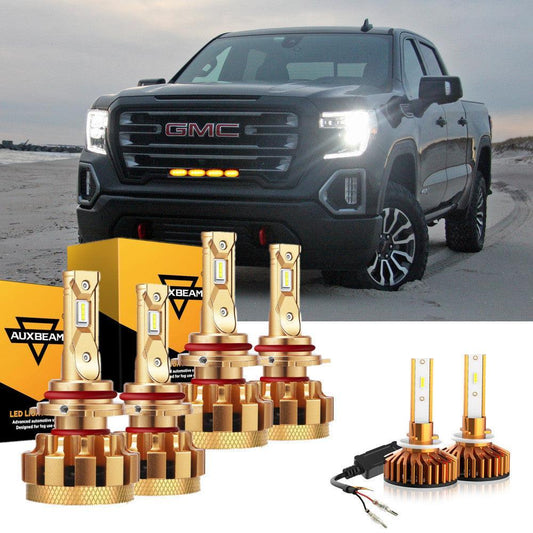 Para 2002 GMC Sierra 1500 (Denali) F-16 Plus Series Canbus incorporado Grado automotriz 14000LM Bombillas LED Paquete de haz alto y bajo