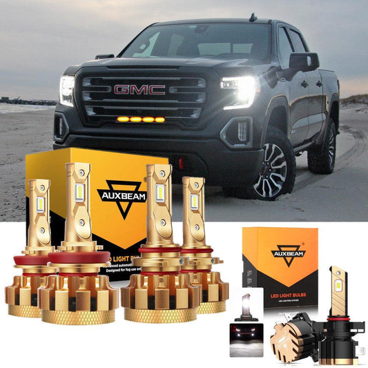 Para 2007-2008 GMC Sierra 1500 (Denali SLE SLT WT) Serie F-16 Plus Bombillas LED Canbus integradas de grado automotriz 14000LM Paquete de haz alto y bajo