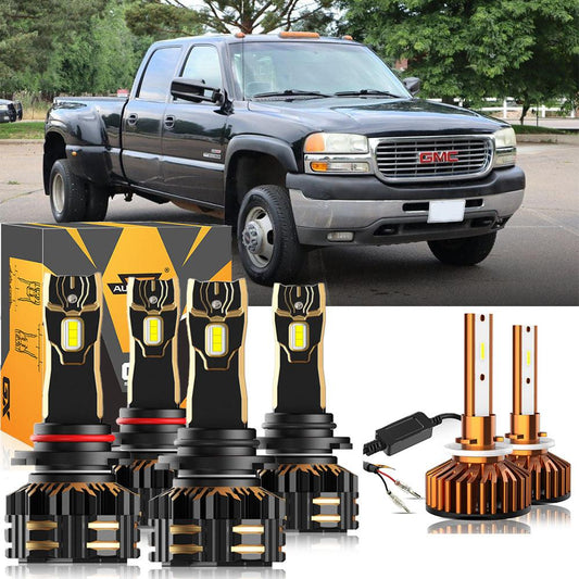 For 2001-2002 GMC Sierra 3500 9005 9006 LED Headlight Bulbs Bundle