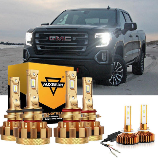 Para 2002 GMC Sierra 1500 (Base HT SL SLE SLT WT) Serie F-16 Plus Bombillas LED Canbus integradas de grado automotriz 14000LM Paquete de haz alto y bajo