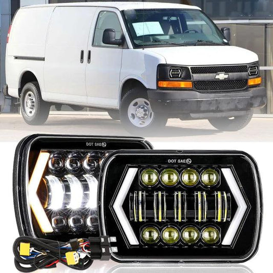 Projecteurs LED 7x6 Pouces + Faisceau H4 Intensificateur pour Chevrolet Express 1500 2500 3500