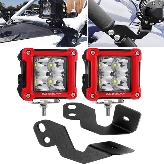 3 Inch LED Pods Light Spot/Flood Beam & A-pillar Mounting Bracket for 2014-2020 POLARIS RZR XP 1000, 2015-2020 POLARIS RZR 900