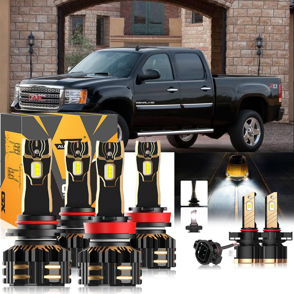 For 2007-2014 GMC Sierra 3500 HD 9005 H11 LED Headlight Bulbs Bundle