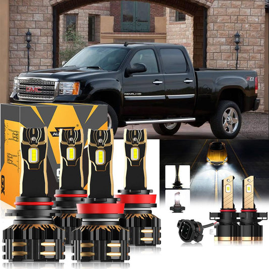 For 2007-2014 GMC Sierra 3500 HD 9005 H11 LED Headlight Bulbs Bundle